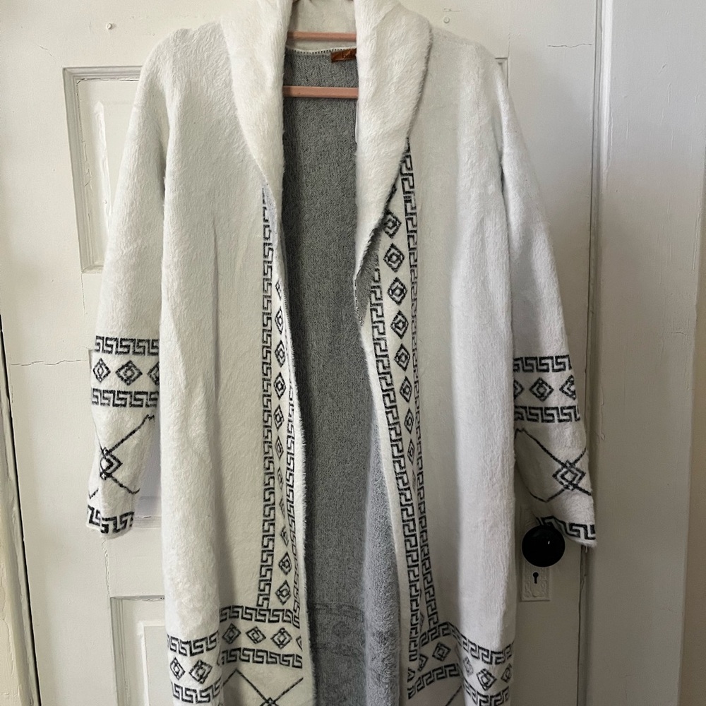 White and Black Patterned Coat